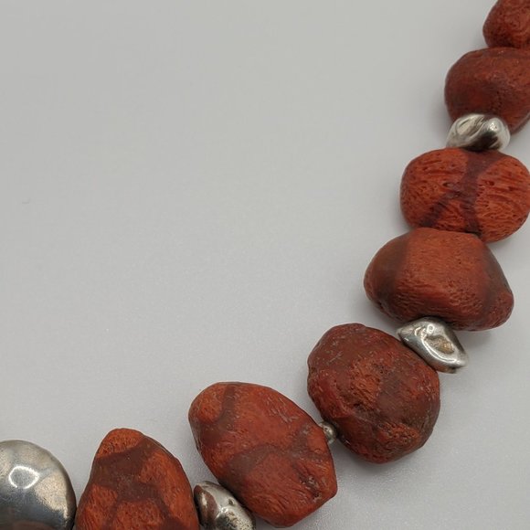 SILPADA Red Sponge Coral Necklace w Silver Pendant - N1370 HTF - Picture 5 of 13